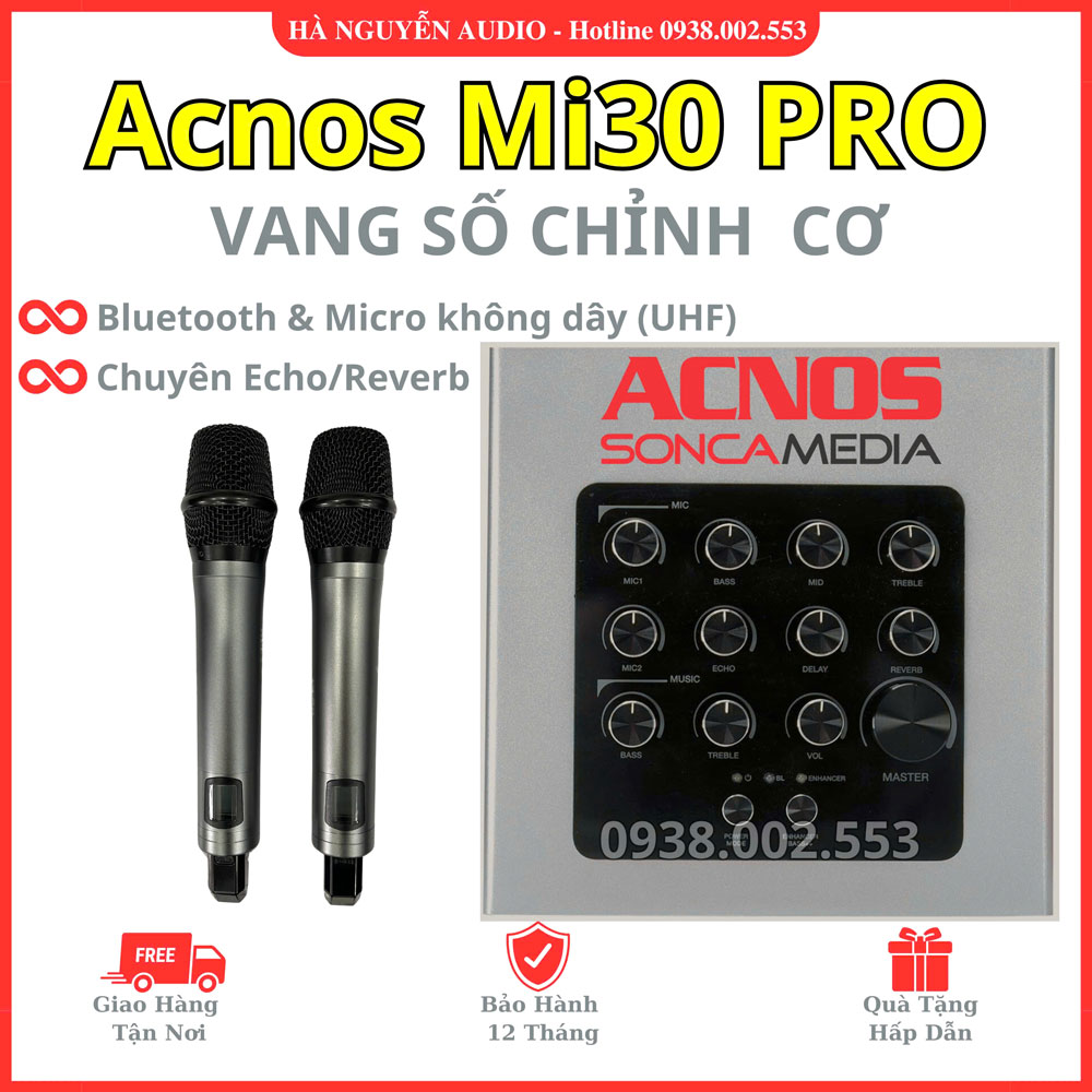 Vang Số Chỉnh Cơ ACNOS Mi30U Pro Kèm Sound Card Live Stream