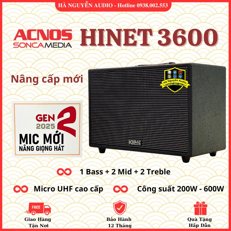 Loa Karaoke Xách Tay ACNOS HINET 3600 GEN 2 - 2025 Cao Cấp