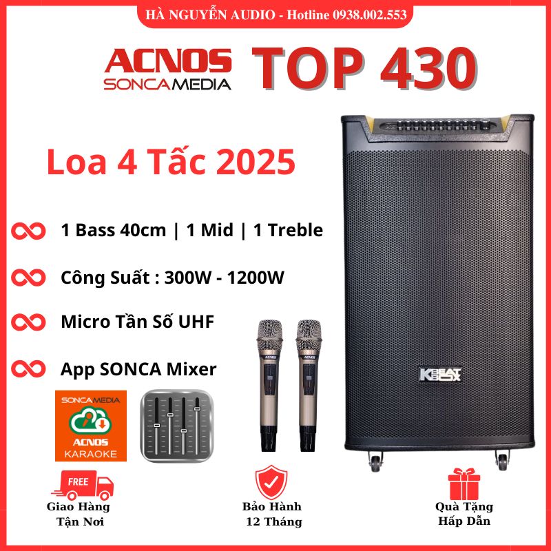 Loa Karaoke 4 Tấc Acnos TOP 430 Cao Cấp 2025